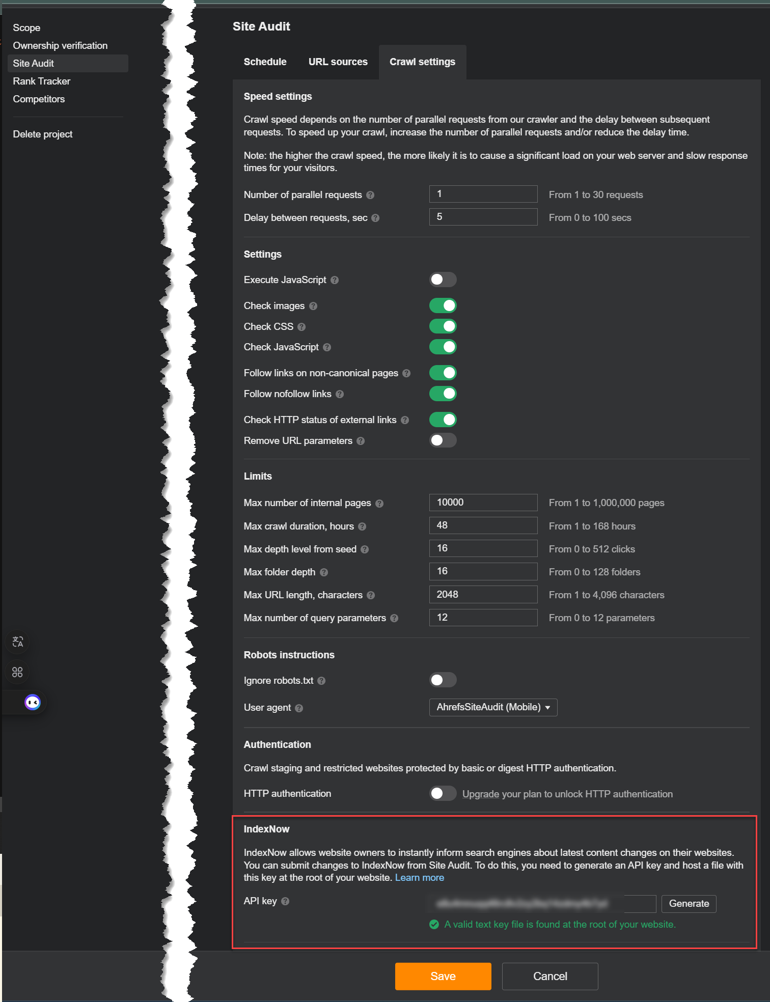 IndexNow auf ahrefs.com einrichten Schritt 2